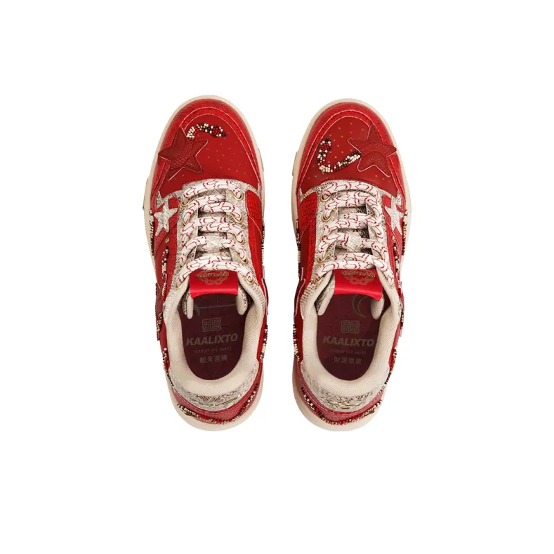 KAALIXTO Cushioning Wear Resistant Low Top Skateboard Shoes Unisex Red-3