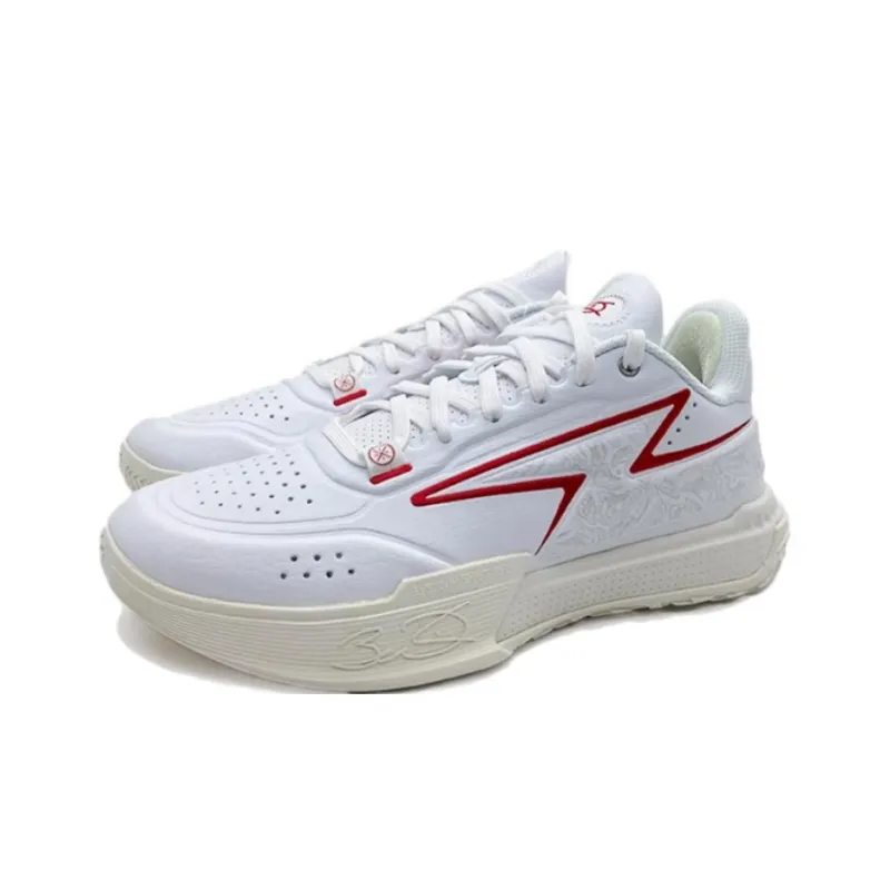 LiNing Anti Slip Wear Resistant Low Top Basketball Shoes Men's White-2