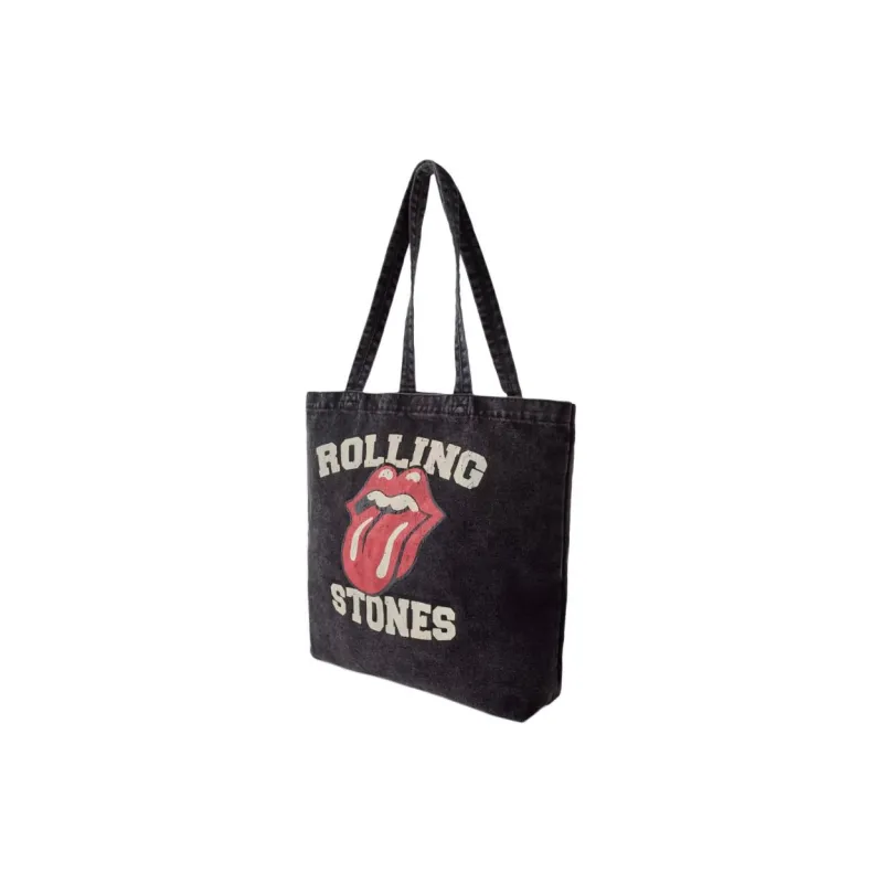 ZARA Rolling Stone Collaboration Cotton Tote Bag Shopping Bag Shoulder Bags Kids' Black-1