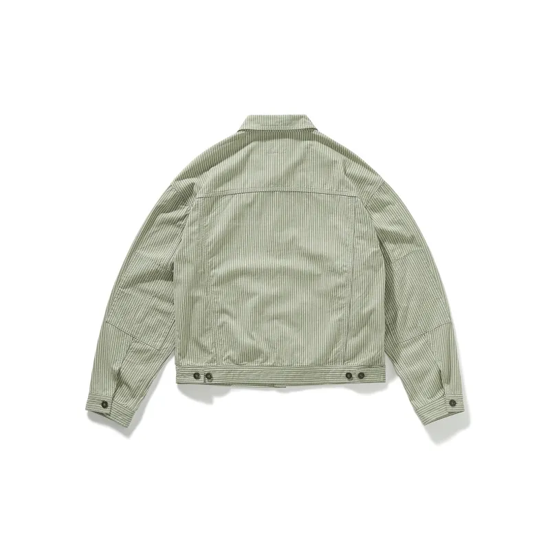 714STREET Jackets Coats Unisex Green Stripes-1
