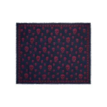 Alexander McQueen Classic Skull Printed Frayed Edge Scarf