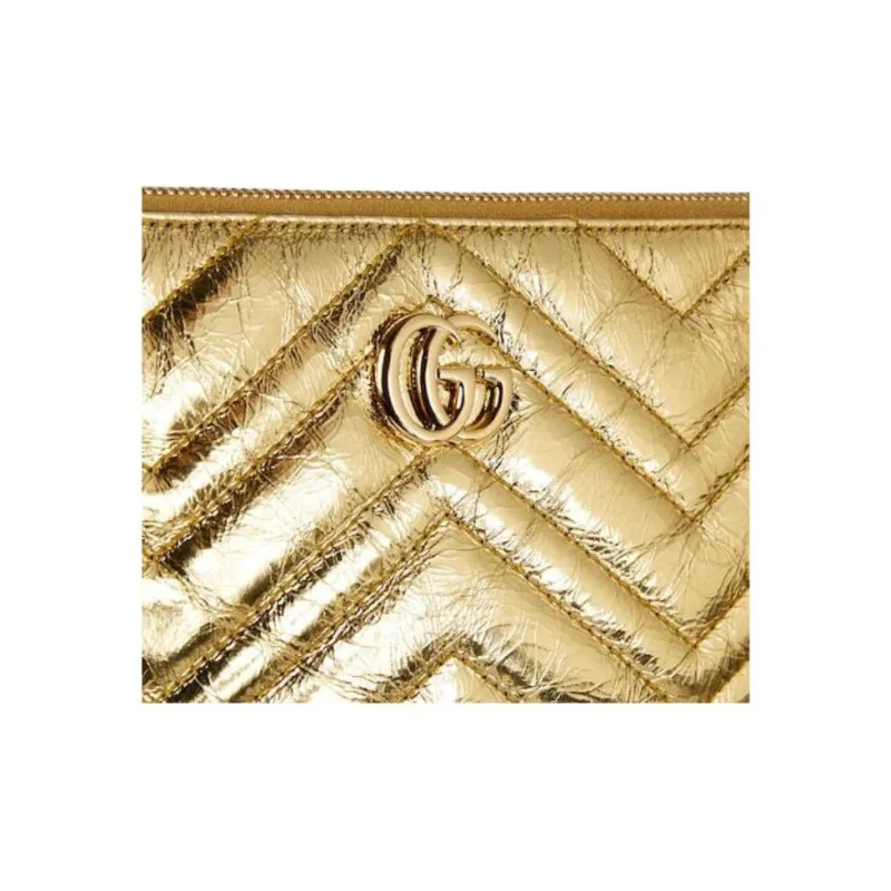GUCCI GG Marmont Leather Shoulder Bag Extra Mini Women's Gold-6