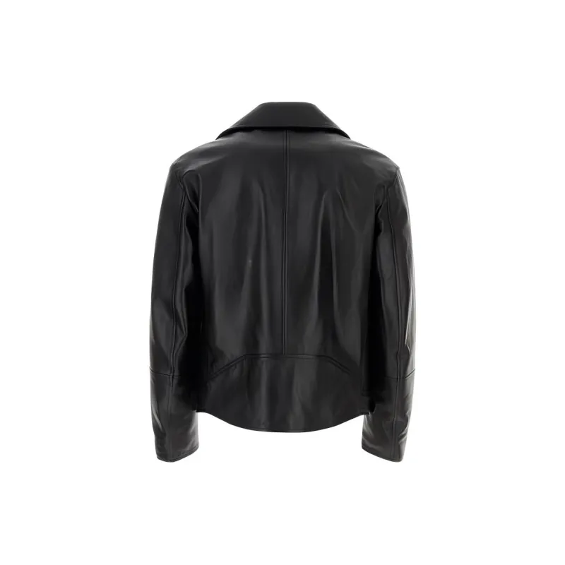 Alexander McQueen Long Sleeved Zip Up Leather Biker Jacket-1