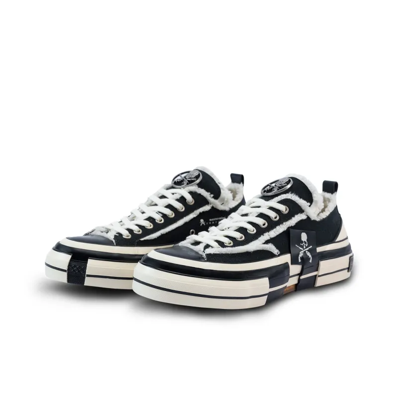 X MMJ·ROARGUNS x VESSEL Wear Resistant Lightweight Height Increasing Low Top Canvas Shoes Unisex Black White-4