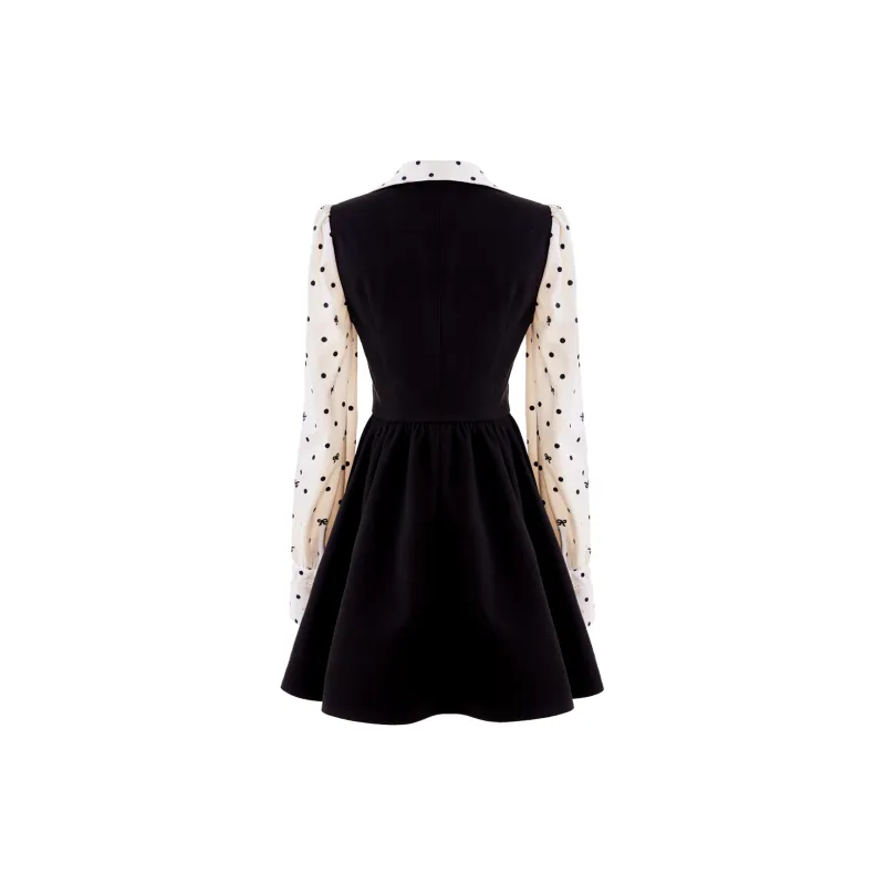 Blovelan Long-Sleeved Dresses Women's Black & Polka Dot Apricot-1