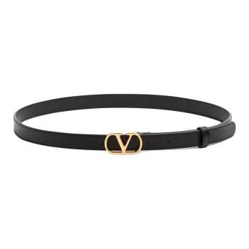 Valentino Calfskin Leather Belts Women's Black 2CM