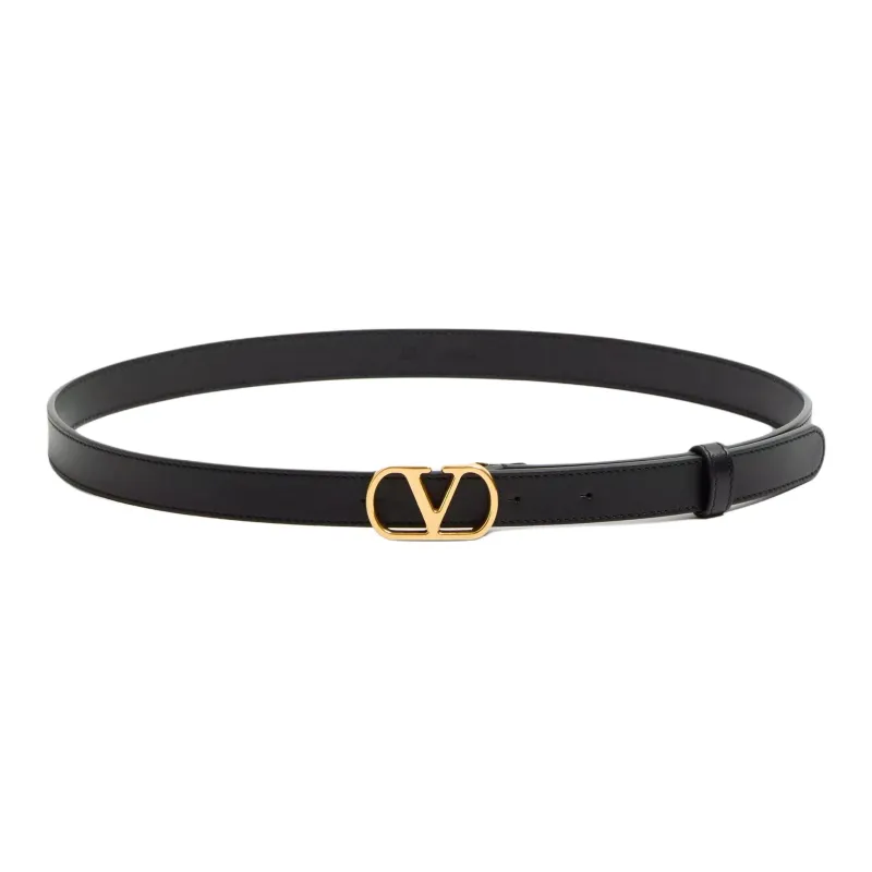 Valentino Calfskin Leather Belts Women's Black 2CM-0