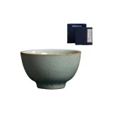 Ru Kiln Ice Flower Glaze Host Cup[Bowl Style]Gift Box Set