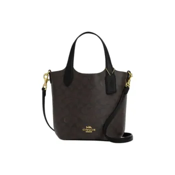 COACH Hanna Artificial Leather Crossbody One Shoulder Bucket Bag Handbag Small Size Women's Walnut