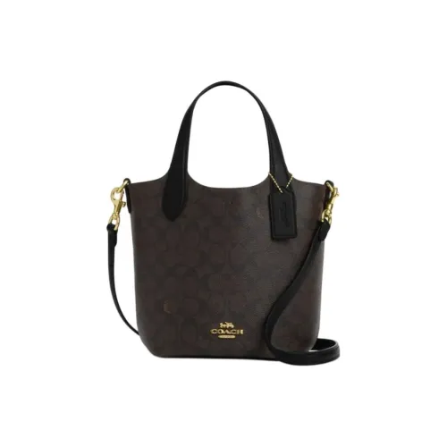 COACH Hanna Artificial Leather Crossbody One Shoulder Bucket Bag Handbag Small Size Women's Walnut