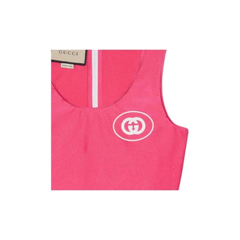 GUCCI Interlocking G Jersey Crop Top Pink-3