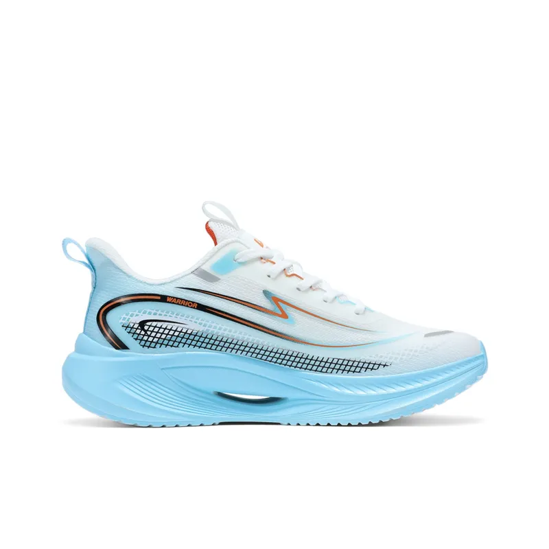 Warrior Wear-Resistant Lightweight Rebound Low-Top Long Distance Running Running Shoes Men's White Blue Orange-1