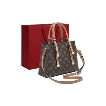 Old Man's Head PVC Crossbody One Shoulder Handbags Women's Coffee