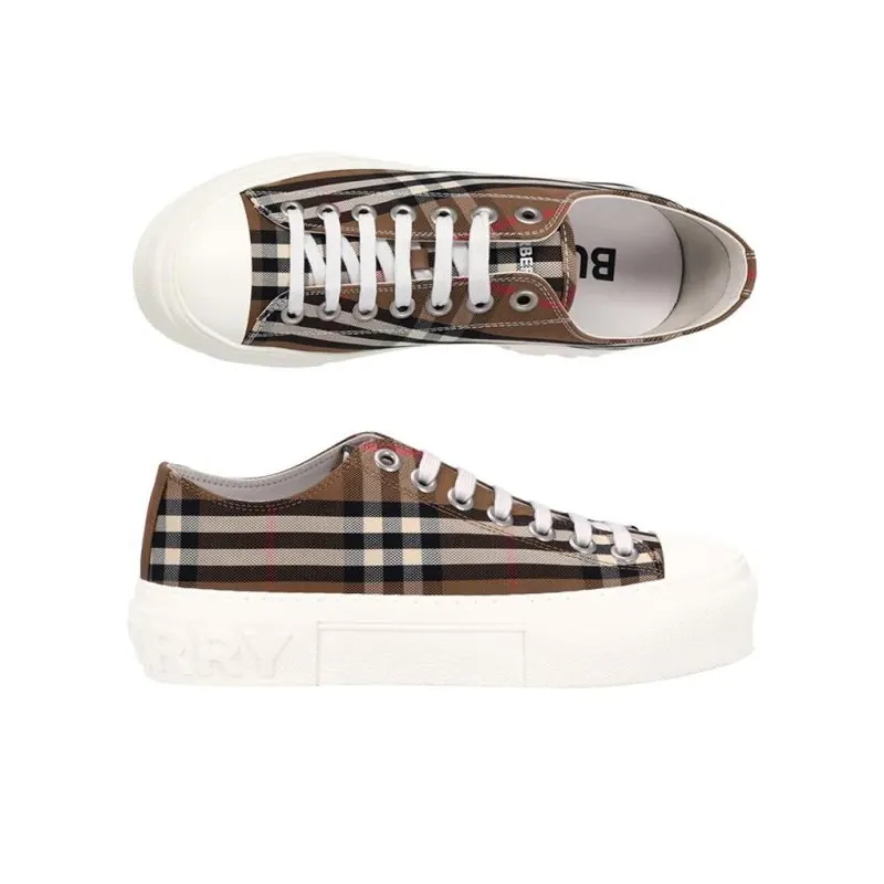 Burberry Low Top Canvas Shoes Women's Brown-3