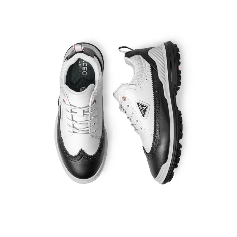 Xceo1996 Slip Resistant Water Resistant And Wear Resistant Low Top Golf Shoes Women's Black White-3