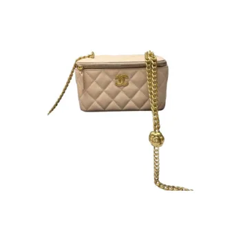 CHANEL Sheepskin Shoulder Bag Medium Size Women's Beige