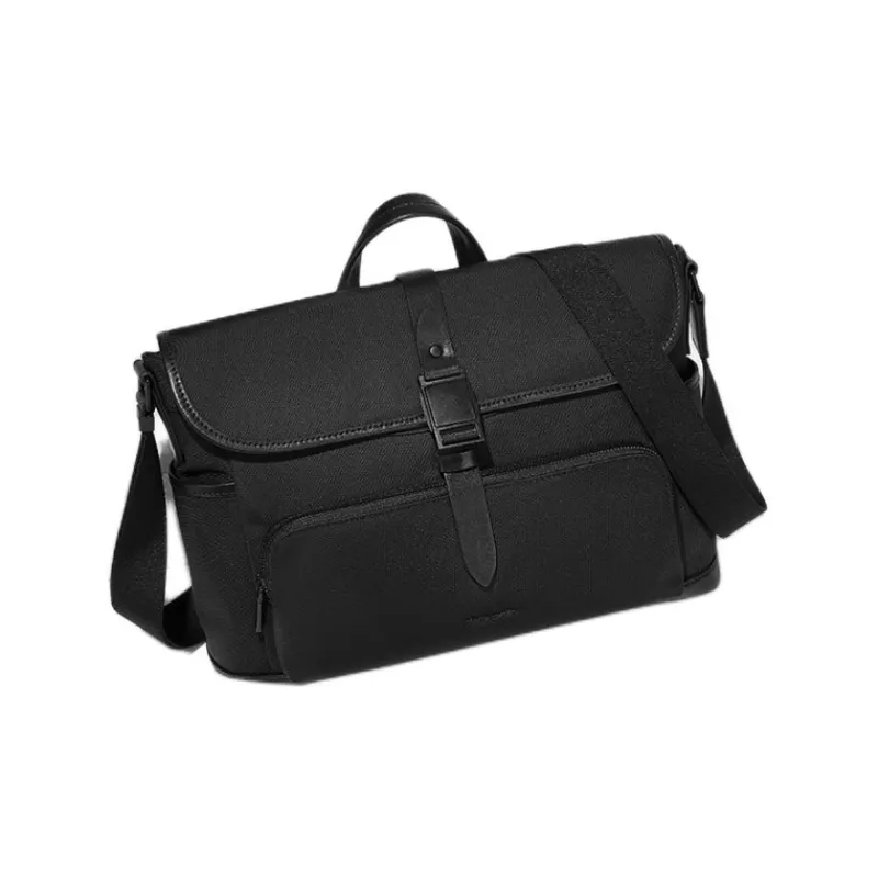 PIERRE CARDIN Fabric Messenger Bag, Shoulder Bag, Handbag Medium Size Men's Black-3