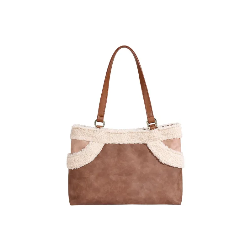 Sound For Life Synthetic Leather Tote Bag Shopping Bag Shoulder Bags Women's Brown/Denim Blue-2