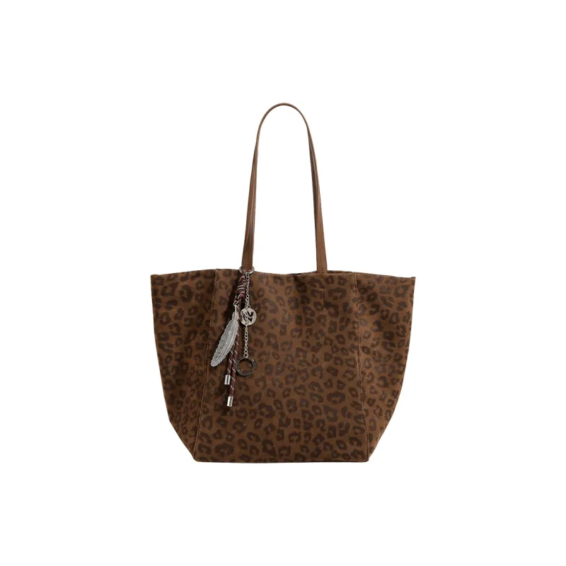 H YXIANG Microfiber Synthetic Leather Shoulder Bag Women's Dark Panther/Light Panther-5