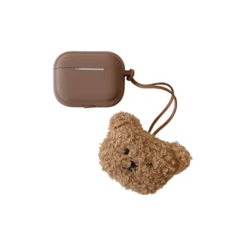 Koman Compatible With Apple AirPods 1/2/3/Pro 1/2 Generation TPU Plush Bear Pendant Headphone Cases