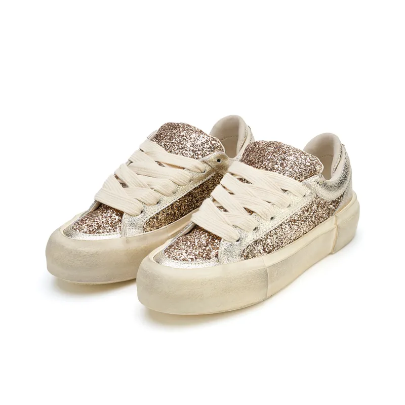 MATNUT Gold, Distressed Skateboard Shoes With Platform Height Increase-2