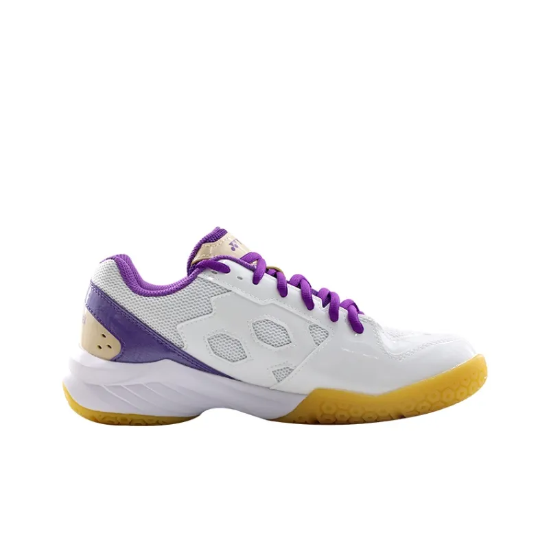 YONEX Cushioning Wear Resistant Coverage Rebound Low Top Badminton Shoes Unisex White Purple-1