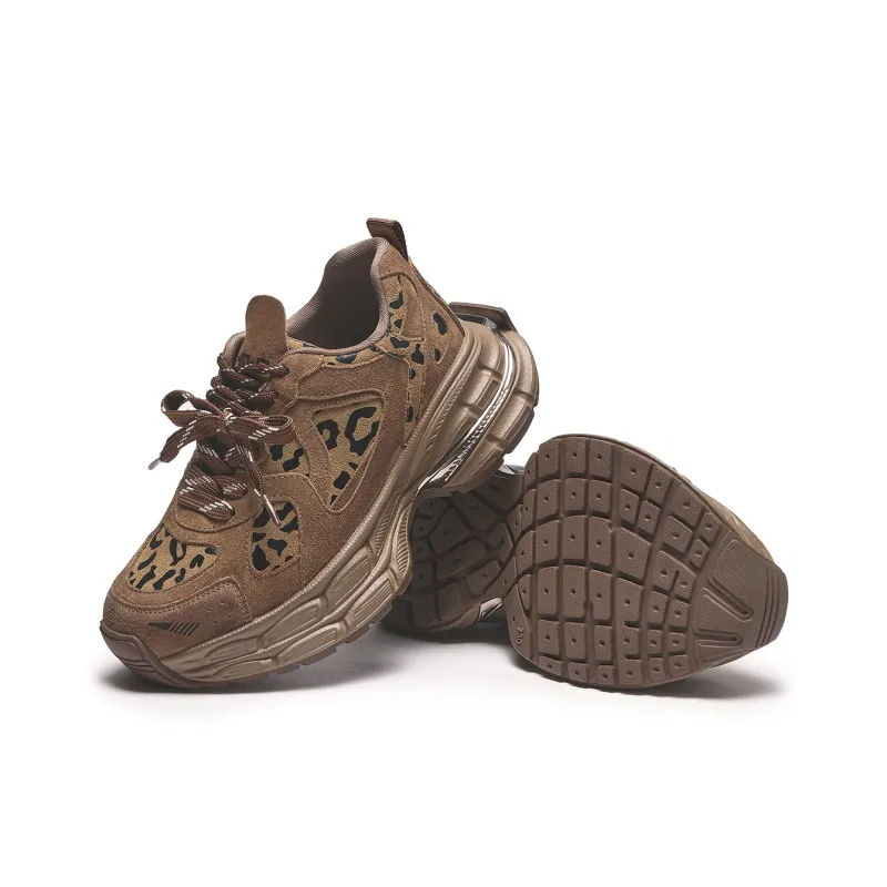 Hotwind Vintage Leopard Series Abrasion-Resistant Slip-Resistant Chunky Sneakers Women's-3