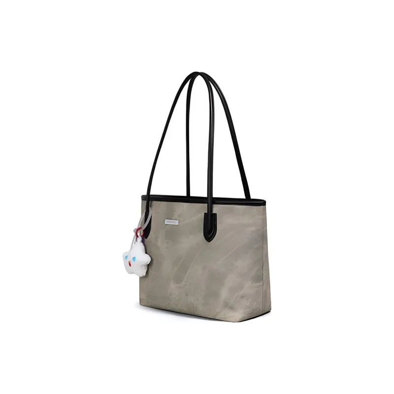 COMELY Synthetic Leather Tote Bag, Shopping Bag, Shoulder Bag Medium Size Women's Beige-2