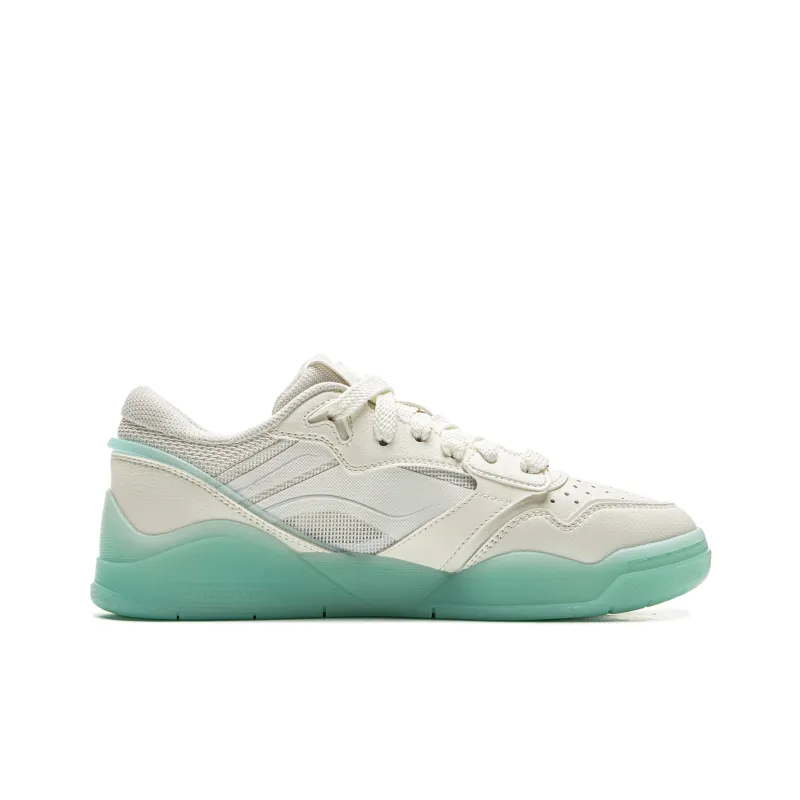 LINING Moon White 3 Skateboard Shoes Women's Low Top Champagne White, Island Blue-1