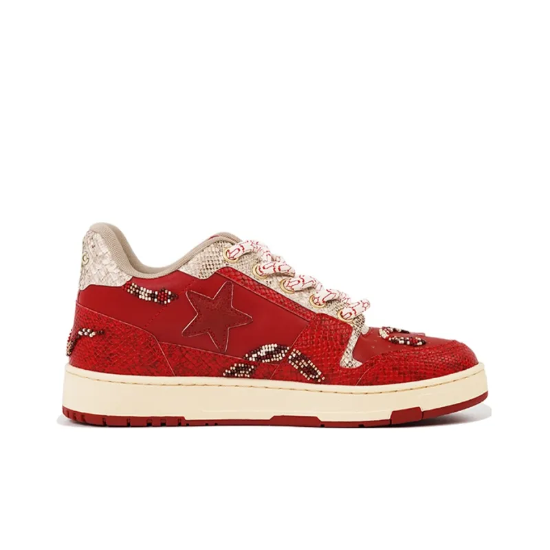 KAALIXTO Cushioning Wear Resistant Low Top Skateboard Shoes Unisex Red-1