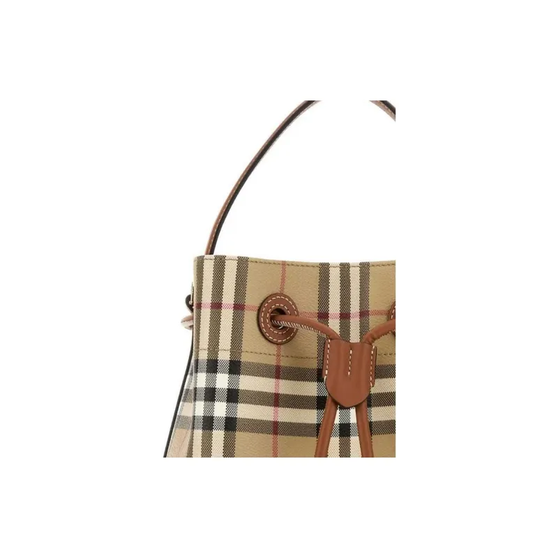 Burberry Polyurethane Bucket Bags Handbags Small Size Women's Beige & Black-7