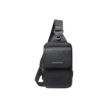 MICHAEL KORS Hudson Coated Canvas One Shoulder Sling Bag Men's Black