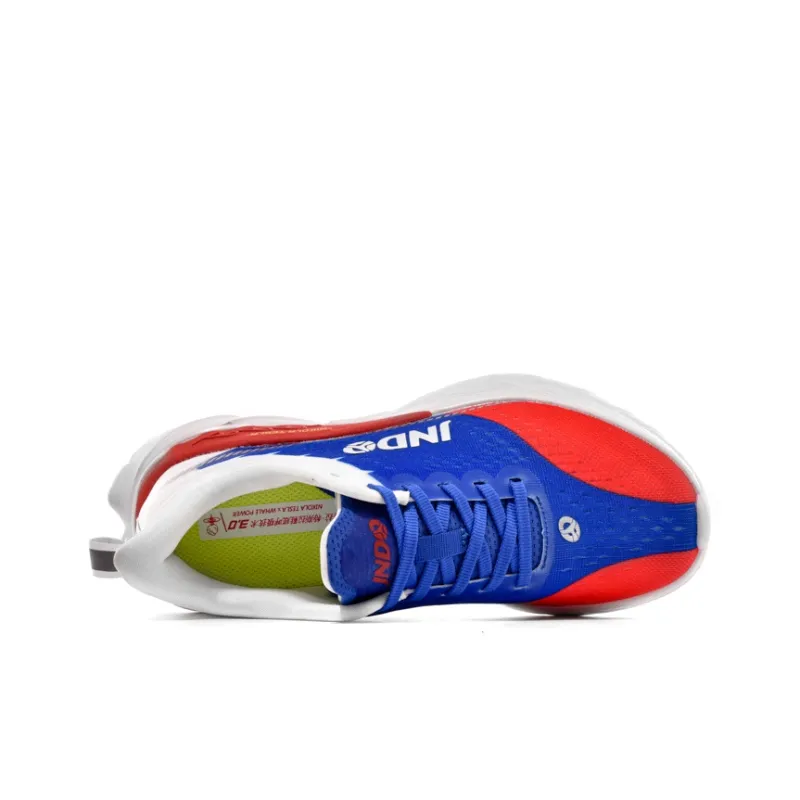 JNDO Cushioning Anti-Slip And Wear-Resistant Low-Top Tesla Valve Breathable Casual Running Shoes Unisex White Blue Red-4