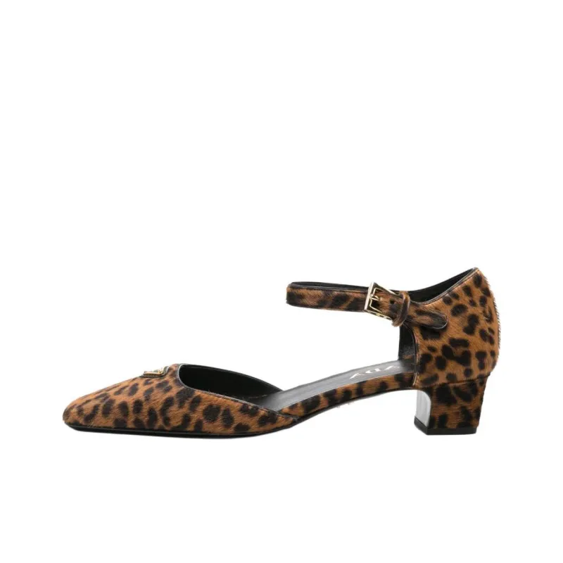 PRADA Spool Heel High Heels 3.5cm Women's Brown-0
