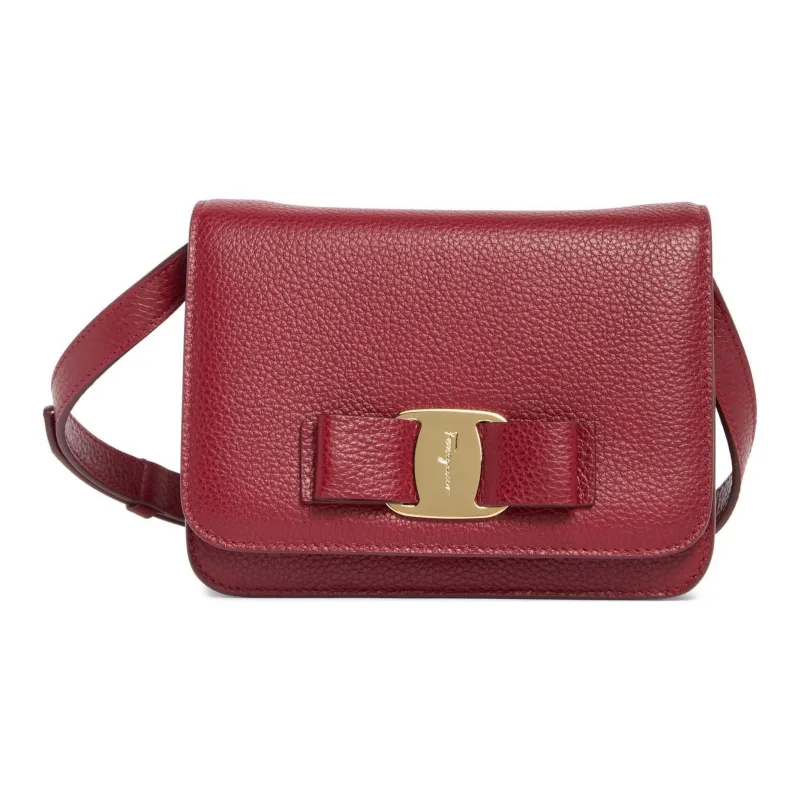 FERRAGAMO Leather Shoulder Bag, Crossbody Bag Women's Burgundy-0
