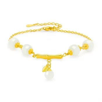 Cuiya Golden Building Hetian Jade Bracelets White Jade Women's