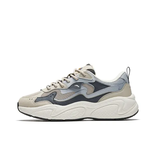 Anta Stars Anti Slip And Wear Resistant Breathable Low Top Chunky Sneakers Men's Beige Blue
