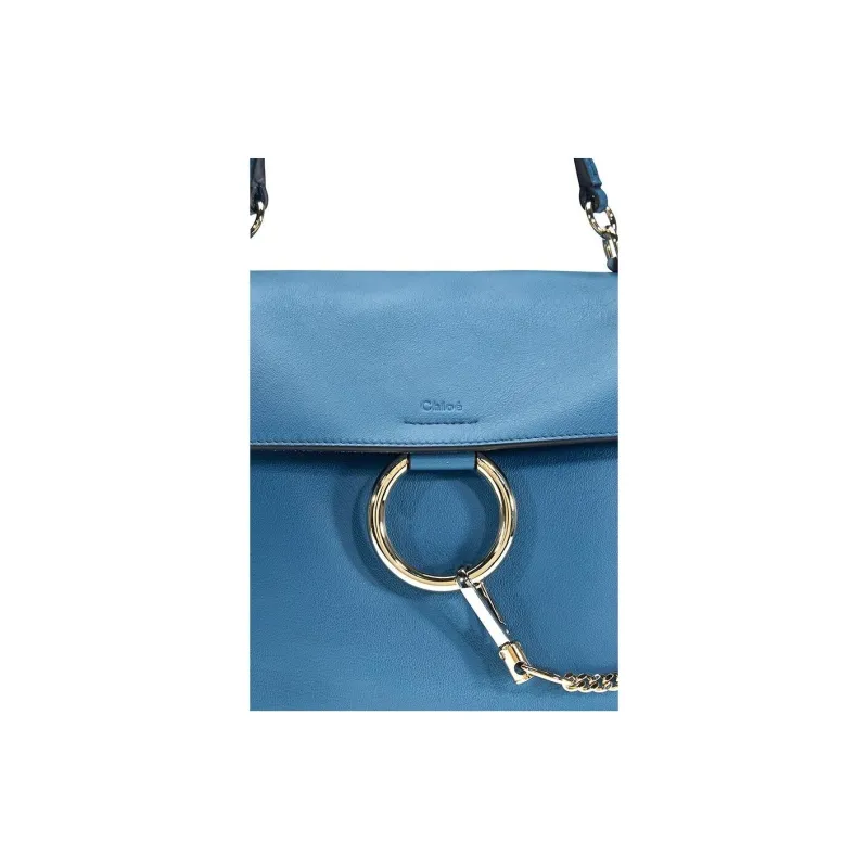 Chloe Faye Suede Calfskin One Shoulder Handbag Women's Blue-4