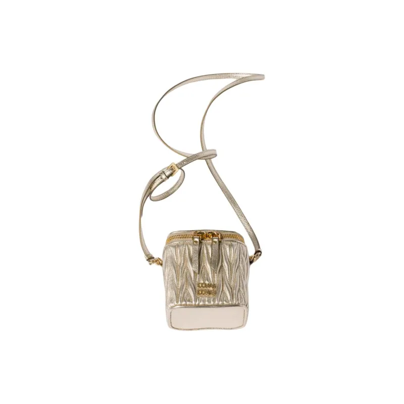 MIU MIU Lambskin Crossbody Bag Mini Women's Hematite Yellow-1