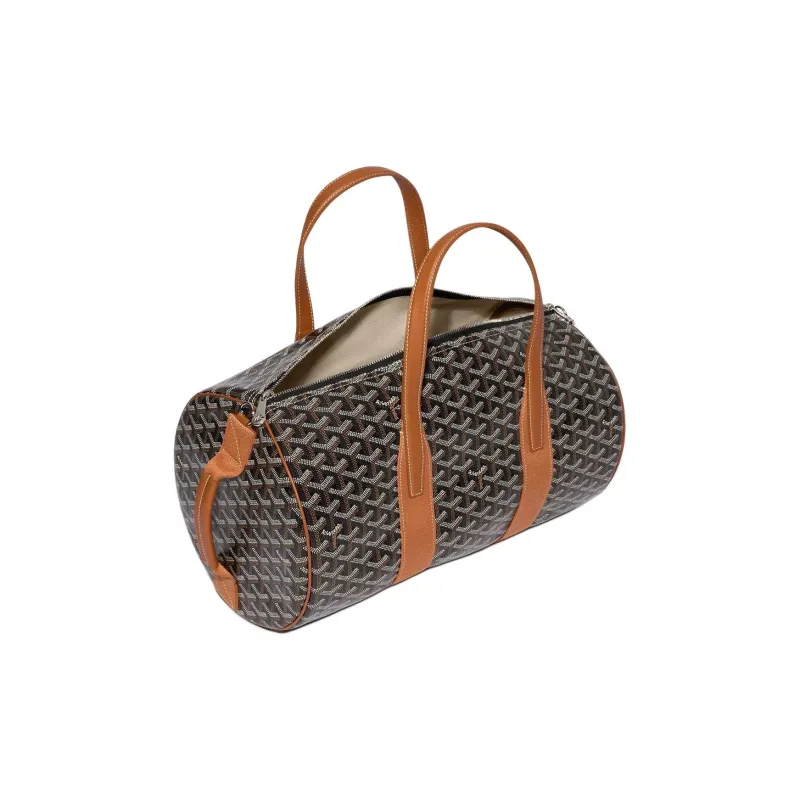 GOYARD Canvas With Calfskin Sports Travel Bag Unisex Black & Tan-2