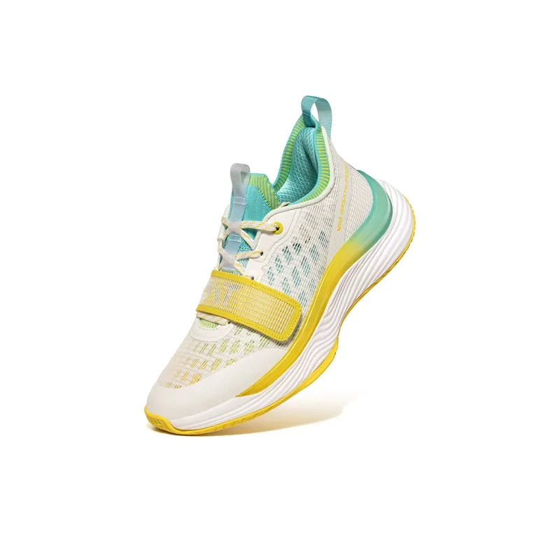 VOIT Basketball Shoes Unisex Low Top White/Yellow/Green-4
