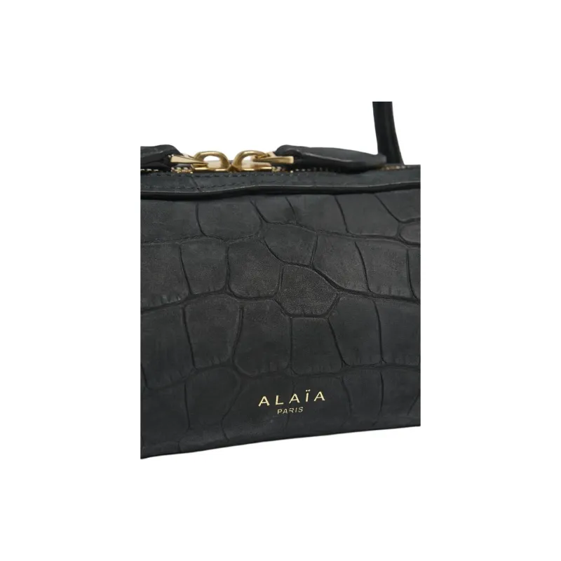 Alaia Leather Shoulder Bag Trumpets Women's Black-3