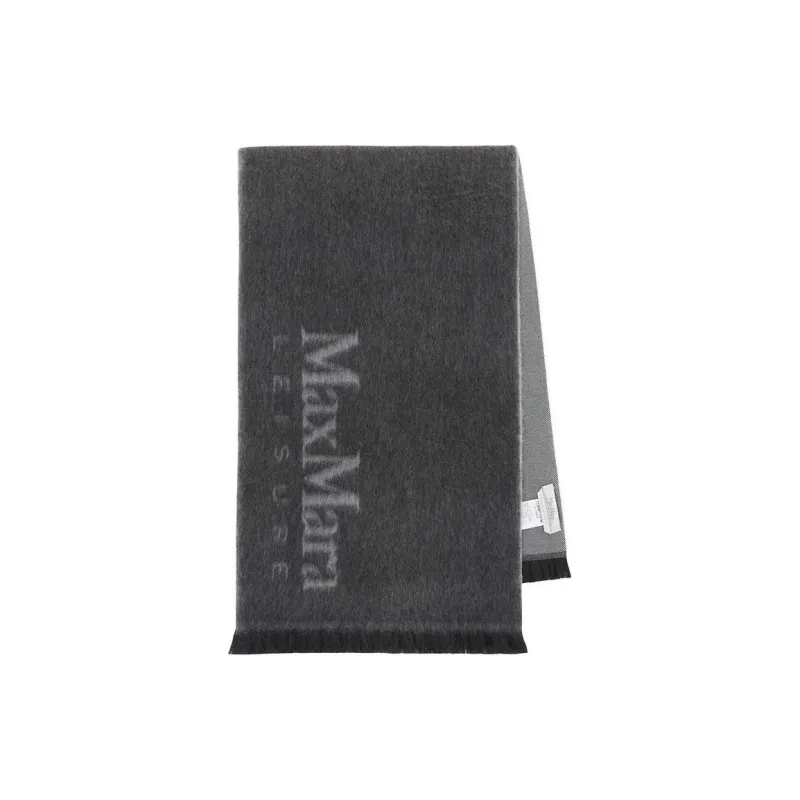 MaxMara Studio Wool Knit Scarves Unisex Gray-0
