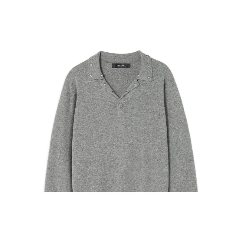 VERSACE Cashmere Sweater Men's Gray-4