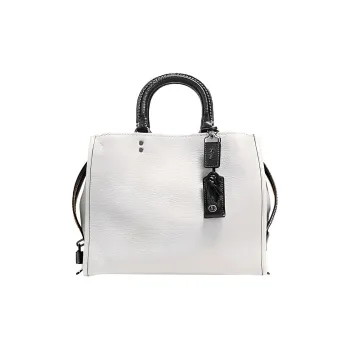 COACH Rogue Chrome Tanned Leather Tote Bag Shopping Bag Handbag Shoulder Bag Large Size Women's White Limestone
