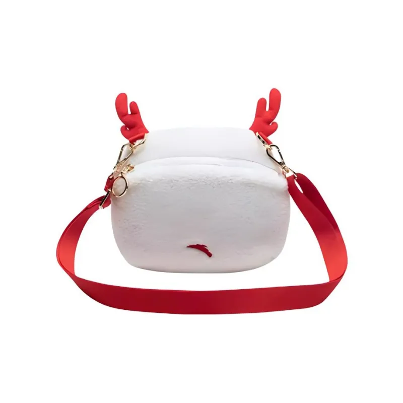 Anta Plush Cloth Shoulder Bag, Crossbody Bag Regular Unisex Papyrus White-4