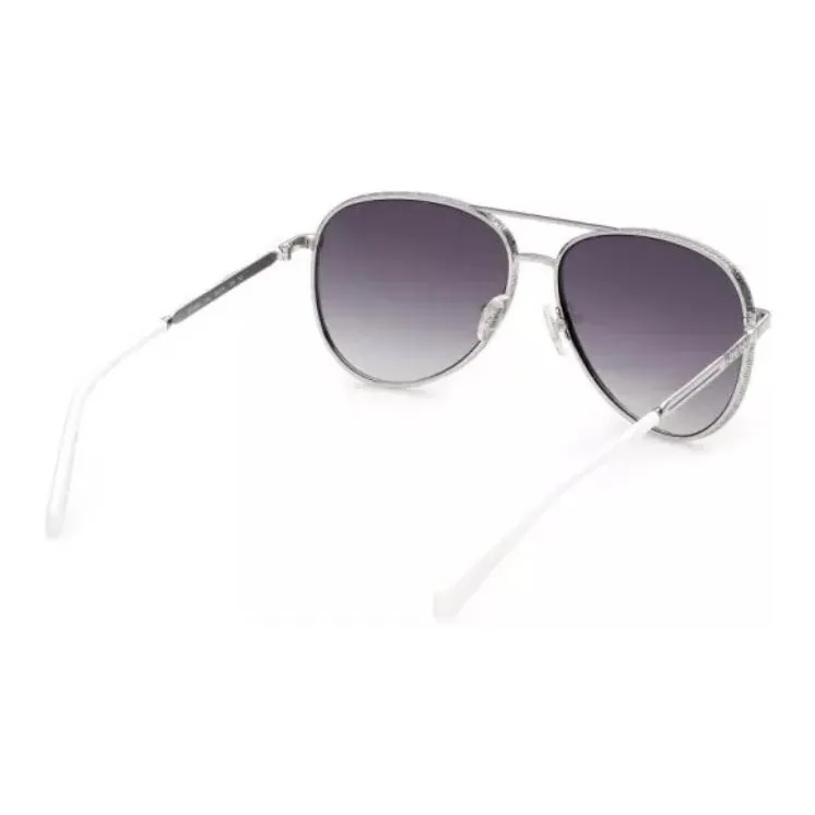 GUESS Acetate, Plastic, Metal Aviator Sunglasses Women's White-2