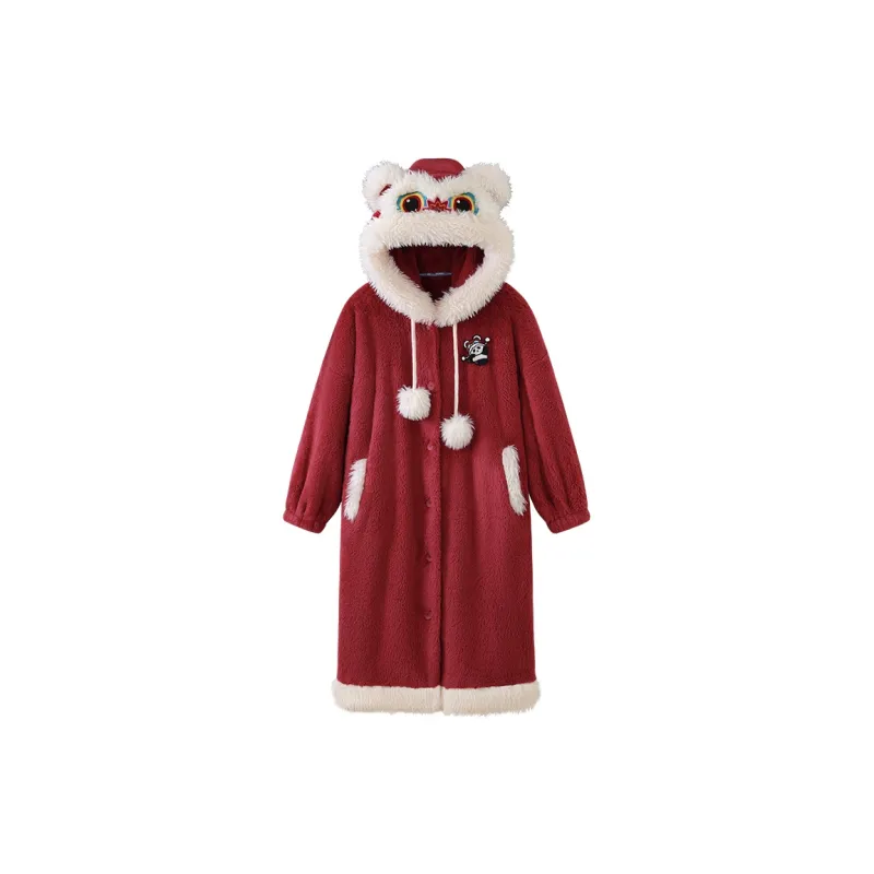 JINGYUN Pajama Robe Women's Burgundy-0