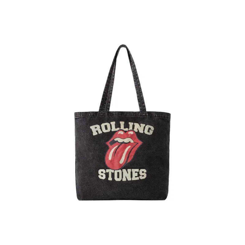 ZARA Rolling Stone Collaboration Cotton Tote Bag Shopping Bag Shoulder Bags Kids' Black-0