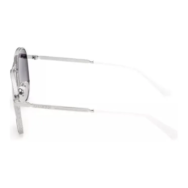 GUESS Acetate, Plastic, Metal Aviator Sunglasses Women's White-4